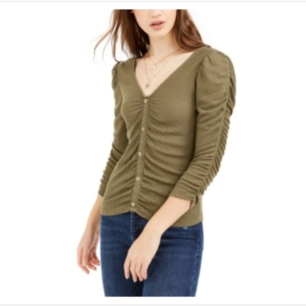 Crave Fame Juniors' Ruched Textured Top
